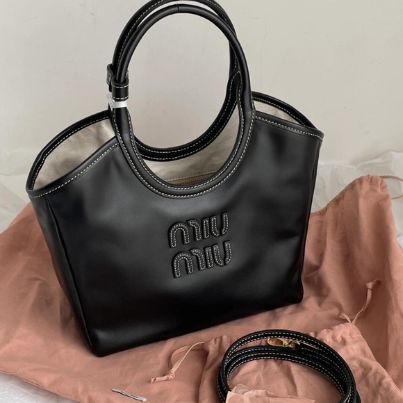 miumiu black small tote bag handbag